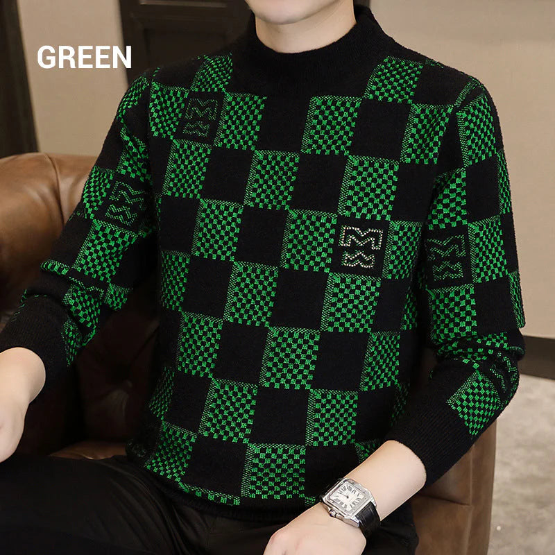 Men‘s Plaid Printed Thickened Pullover