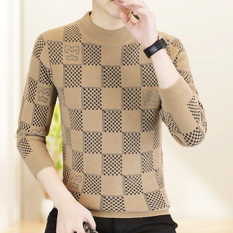 Men‘s Plaid Printed Thickened Pullover