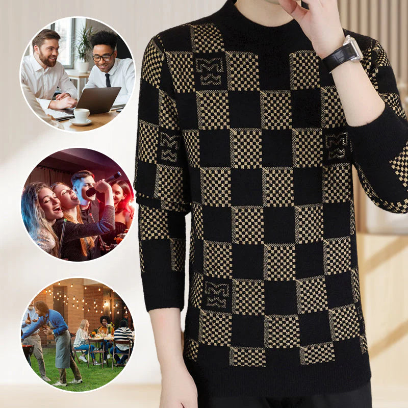 Men‘s Plaid Printed Thickened Pullover