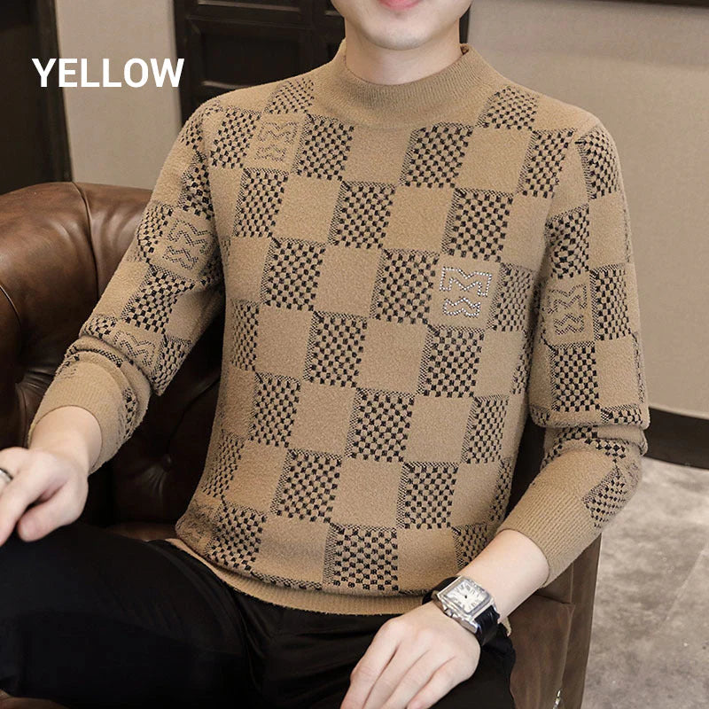 Men‘s Plaid Printed Thickened Pullover