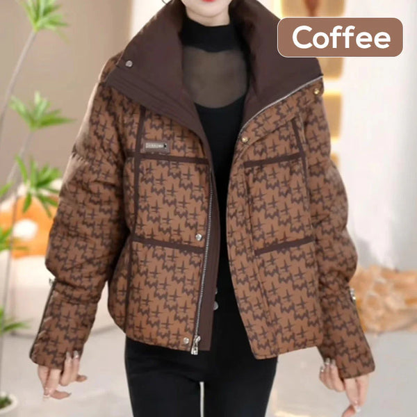 Women's Fashion Houndstooth Padded Jacket