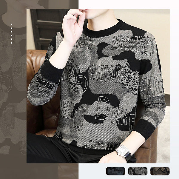 Men's round neck long sleeve printed t-shirt