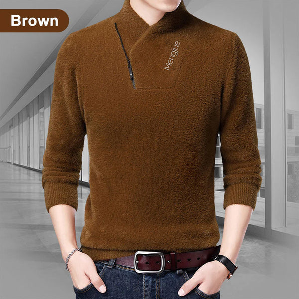 Men's Warm V-Neck Half-Zip T-Shirt