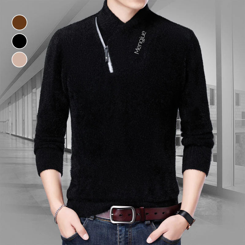 Men's Warm V-Neck Half-Zip T-Shirt